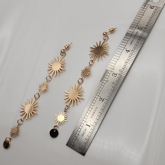 Golden Star Dangle Earrings - Picture 3 of 3